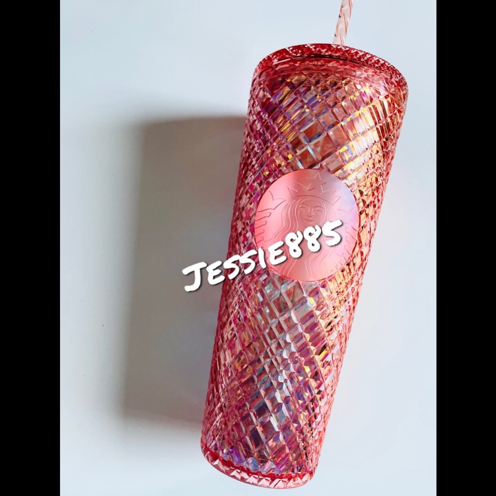New - Starbucks 2021 Holiday Christmas Jeweled Peach Tumbler Rose Gold 24oz Ve…